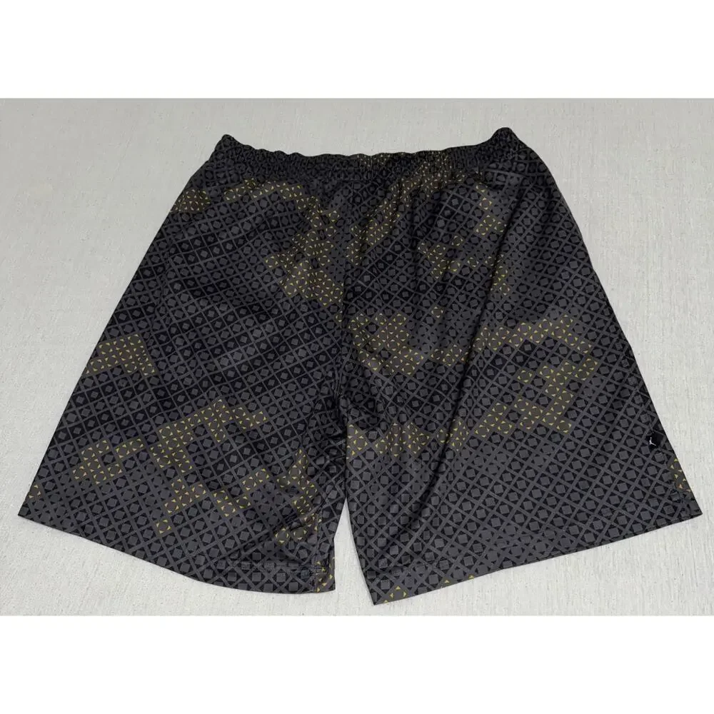 vintage jordan basketball shorts XL Y2K baggy fit geometric Gold Black Jumpman